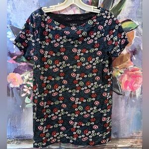 LOFT Dark Floral Knit Top sz M